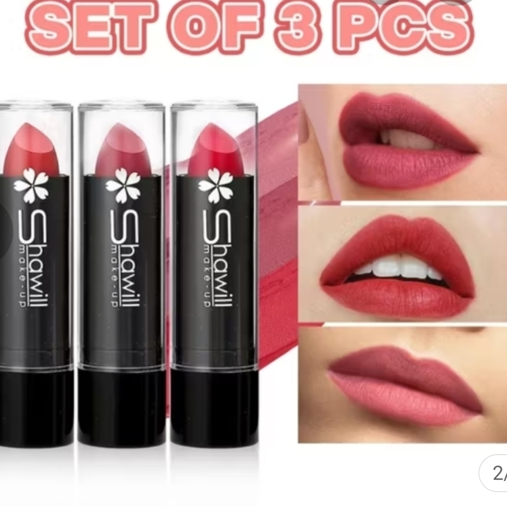 Women Makeup Lipstick Set - 3-Pack Red & Pink Shades